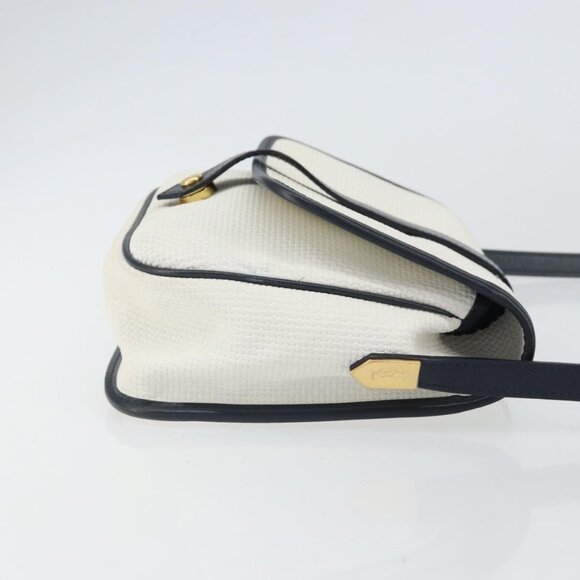 Authentic SAINT LAURENT Shoulder Bag PVC White Gold - Picture 10 of 16